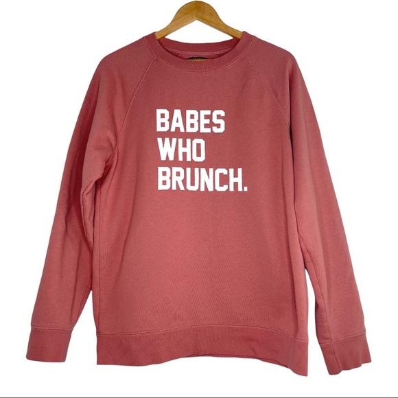 Brunette The Label Tops - Brunette The Label Pink Babes Who Brunch Crewneck Sweatshirt Size L / XL